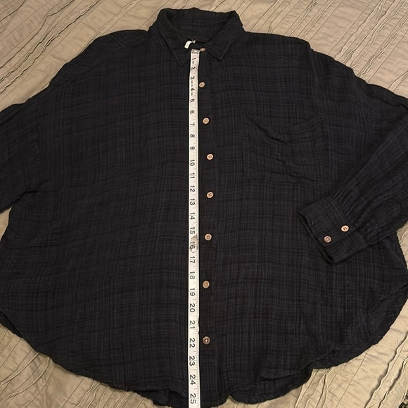 Free People Black Gauze Oversized Button Down - Picture 7 of 12
